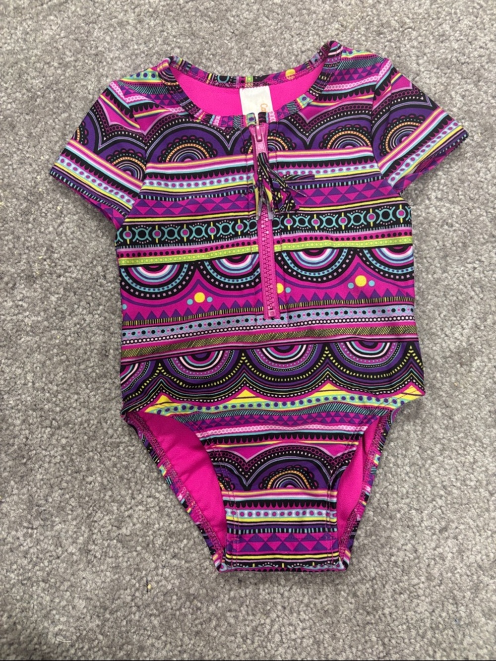 Cat & Jack Girls One-Piece Swimsuit in Pink & Purple Geo Print
